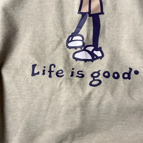 Life Is Good Gray Tee with Blue and Pink Graphic - Picture 5 of 5